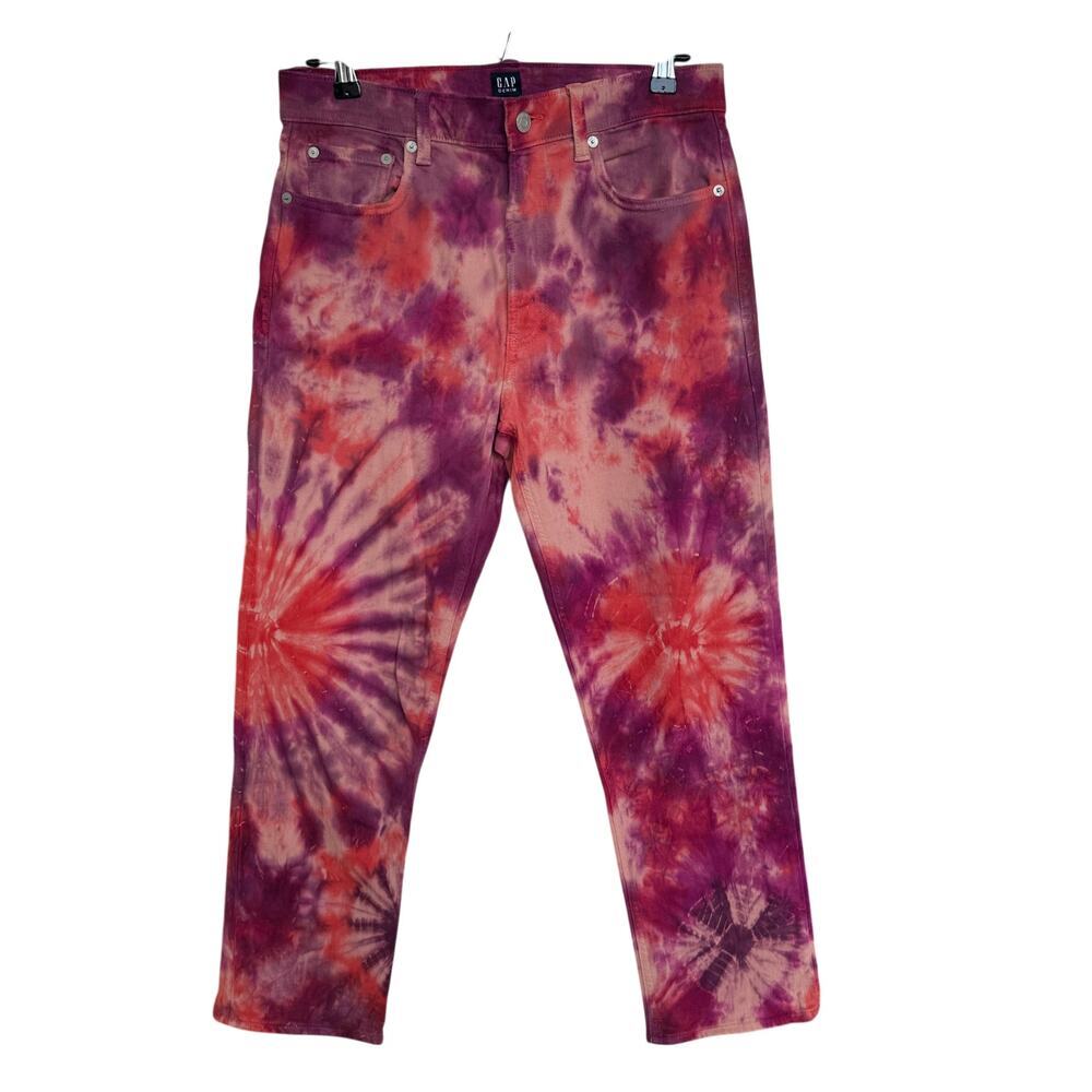 Gap Women's Cheeky Straight Pink Tie Dye High RIse Jeans. Size 8/29 Reg, NWOT - Picture 1 of 6